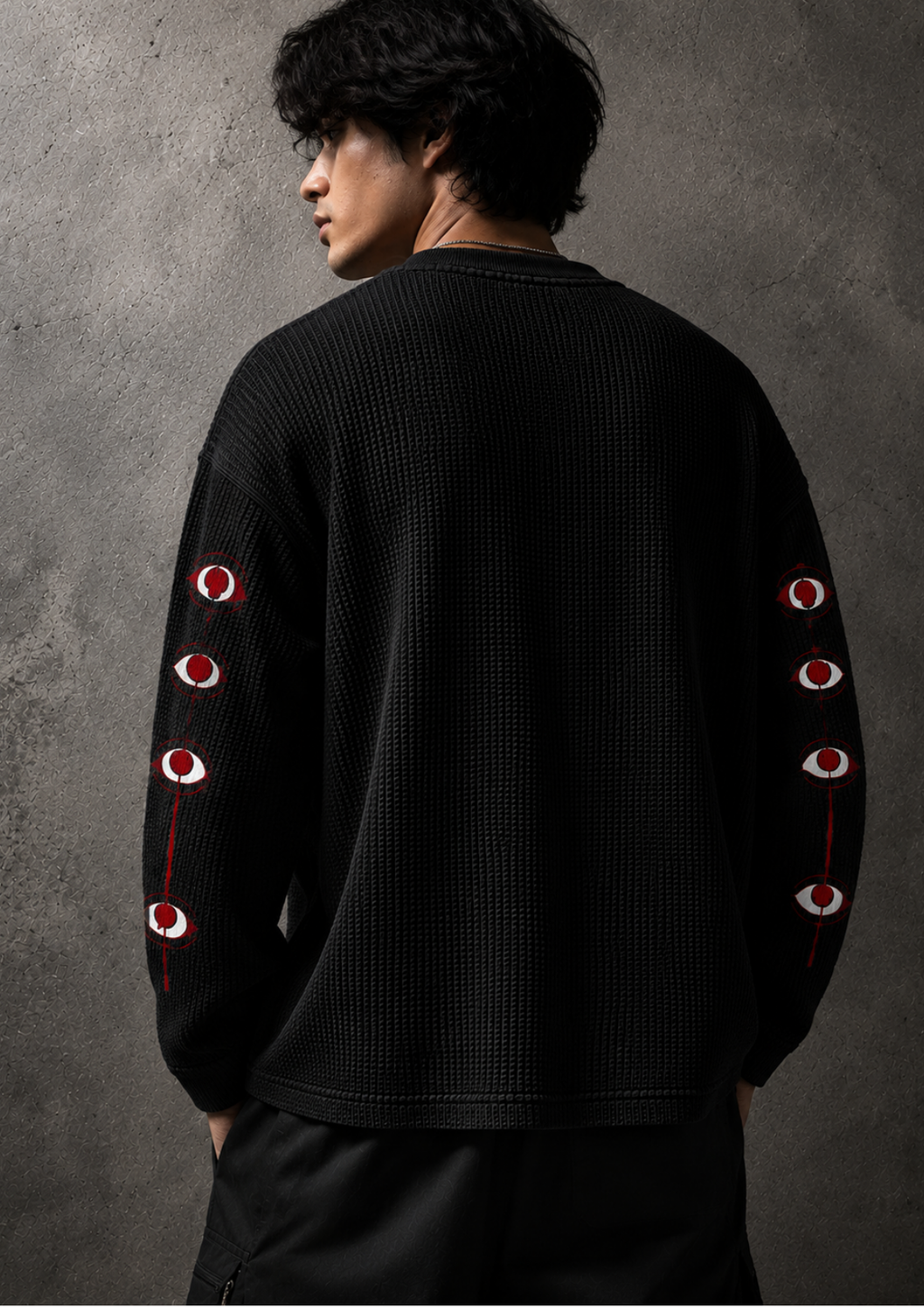 Behind The Eye Waffle Tee - styled with denim and sneakers