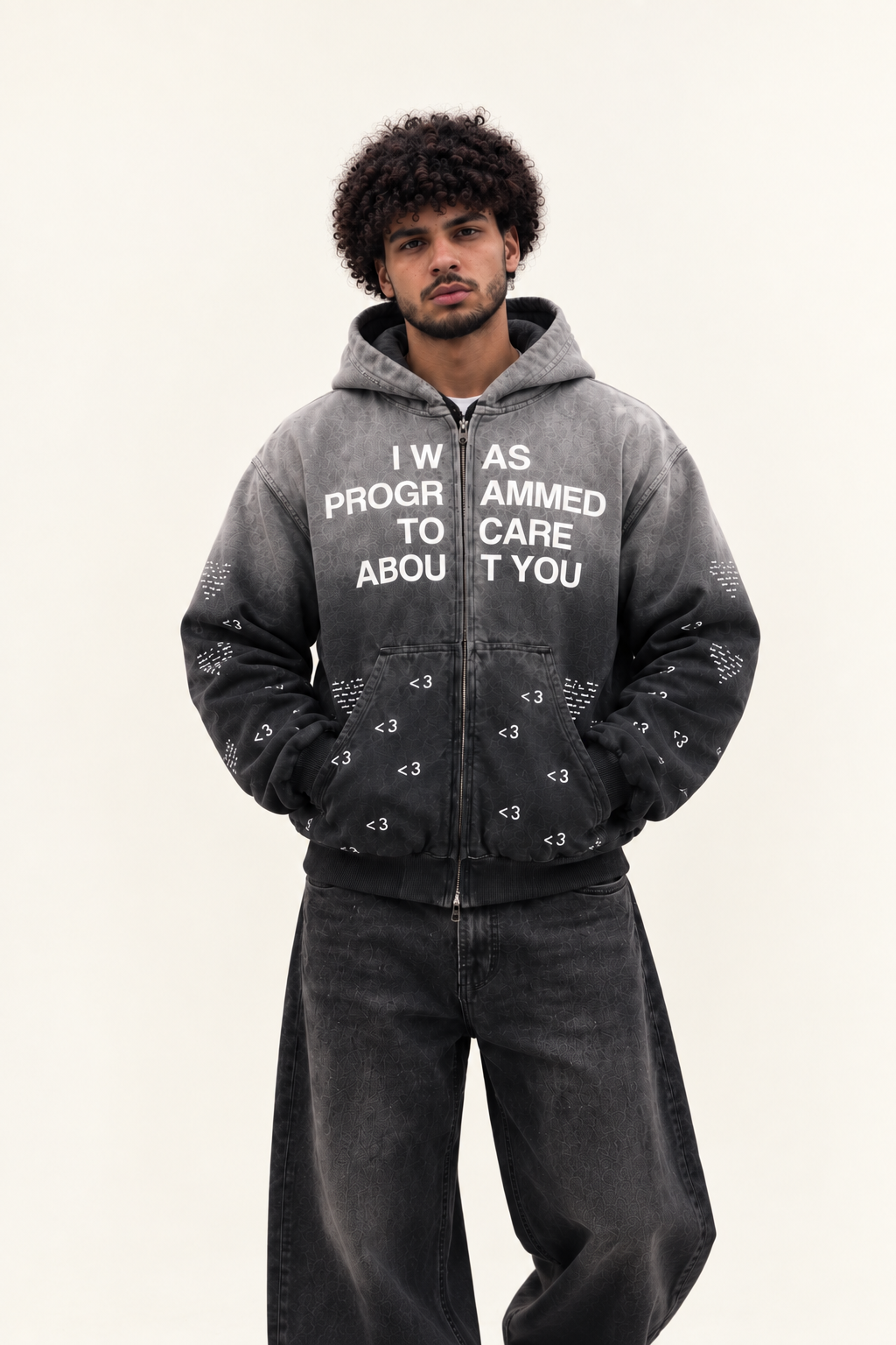 Heart.exe Hoodie - model wearing full outfit