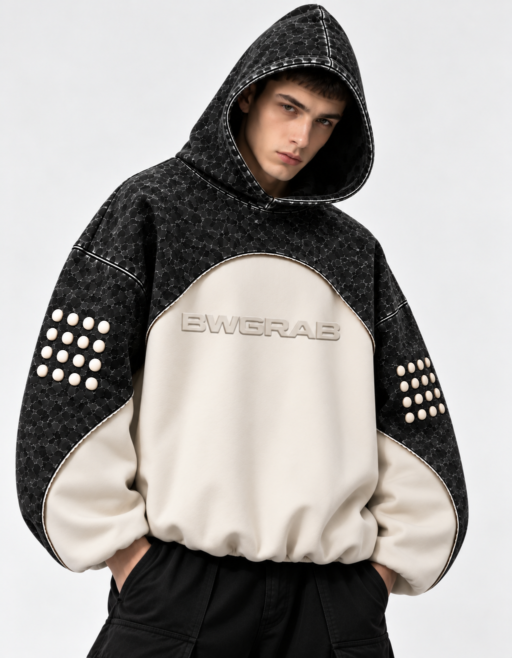 FOB Aurum Hoodie - back view showing acid-wash texture