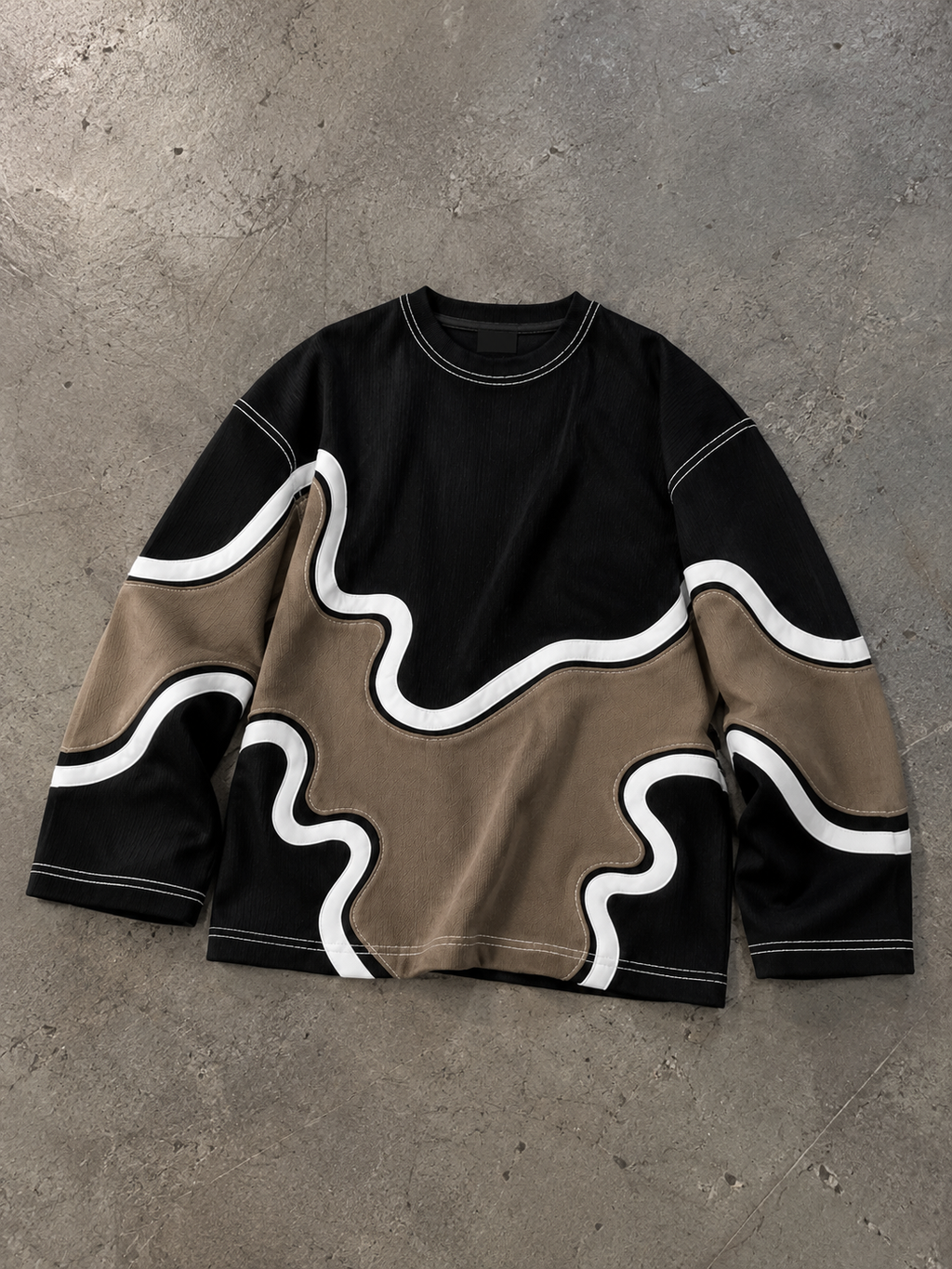 Velocity Sweatshirt by BWGRAB - hand-stitched colour panel detail, image 4