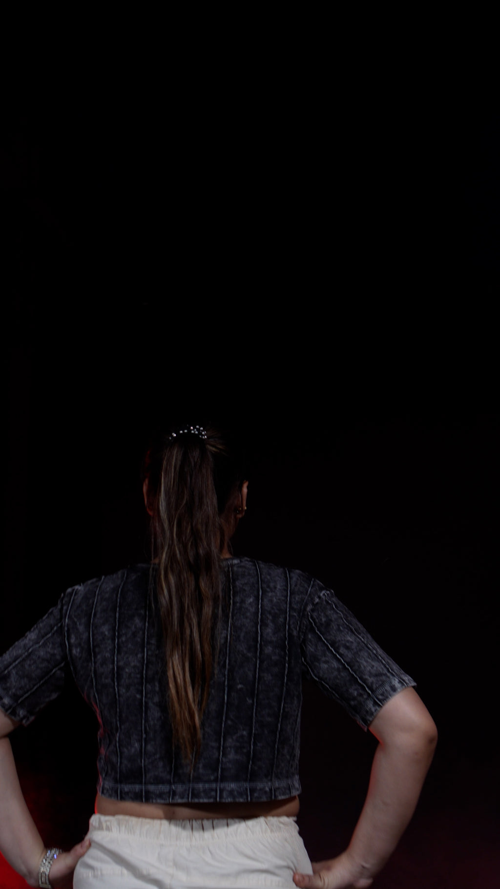 Shadow Stitch | BLACK CLOUD | OVERSIZED CROP TOP