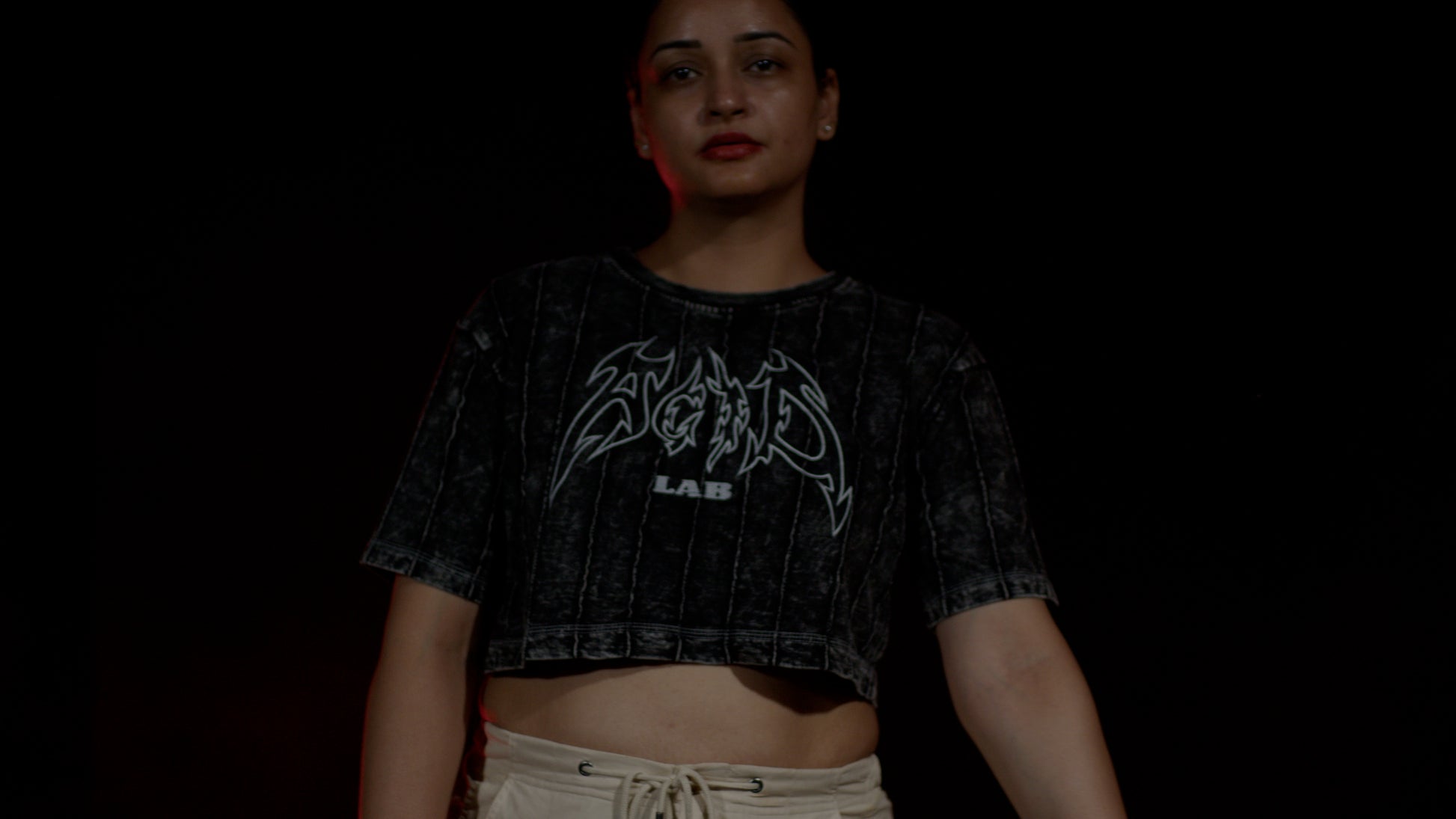 Shadow Stitch | BLACK CLOUD | OVERSIZED CROP TOP