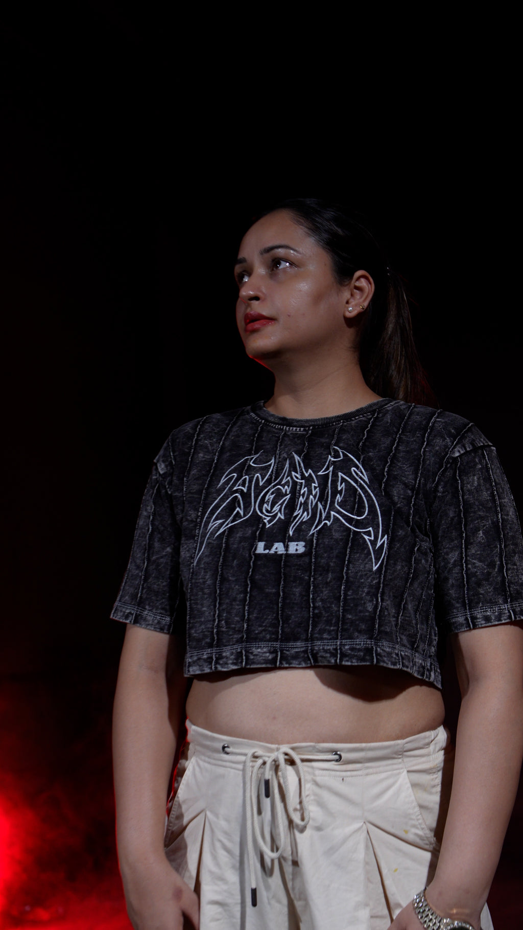 Shadow Stitch | BLACK CLOUD | OVERSIZED CROP TOP