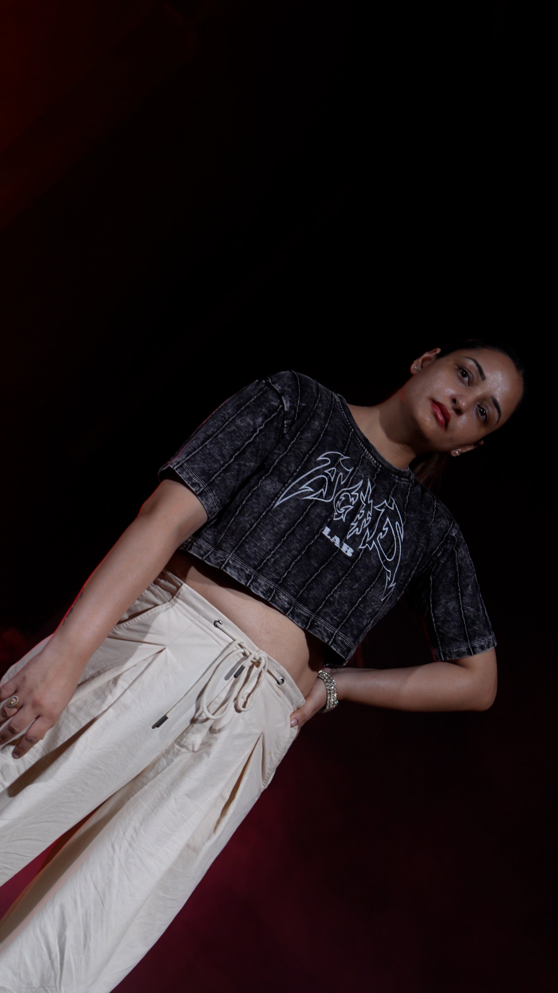 Shadow Stitch | BLACK CLOUD | OVERSIZED CROP TOP