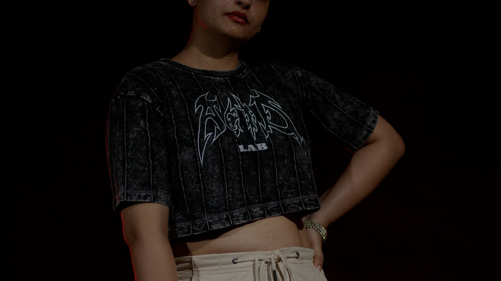 Shadow Stitch | BLACK CLOUD | OVERSIZED CROP TOP