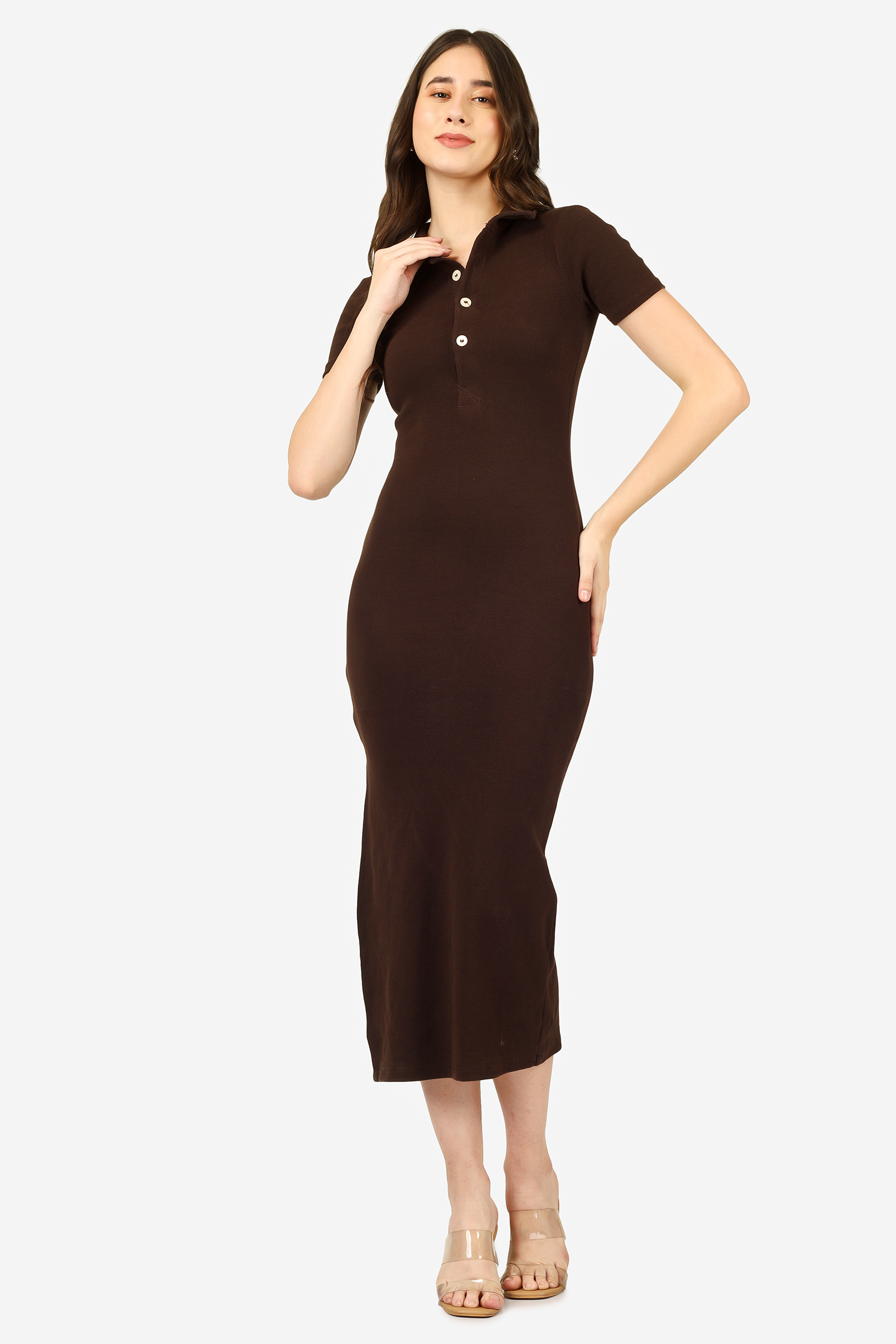 BROWN COLLAR DRESS
