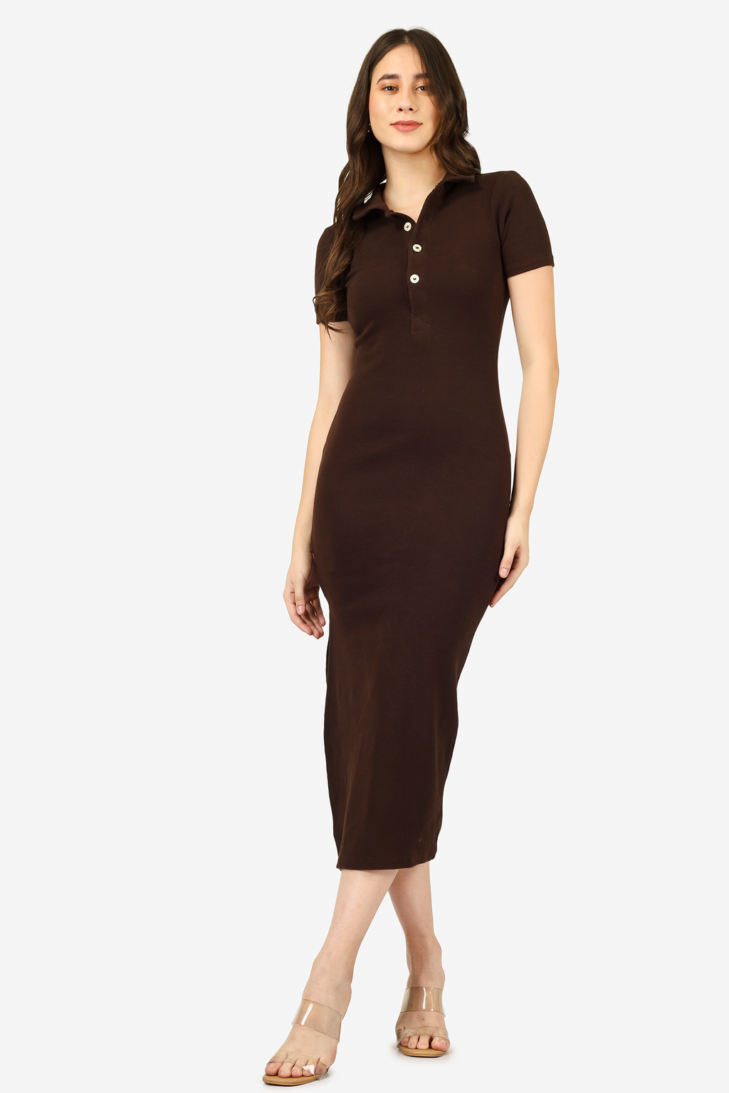 BROWN COLLAR DRESS
