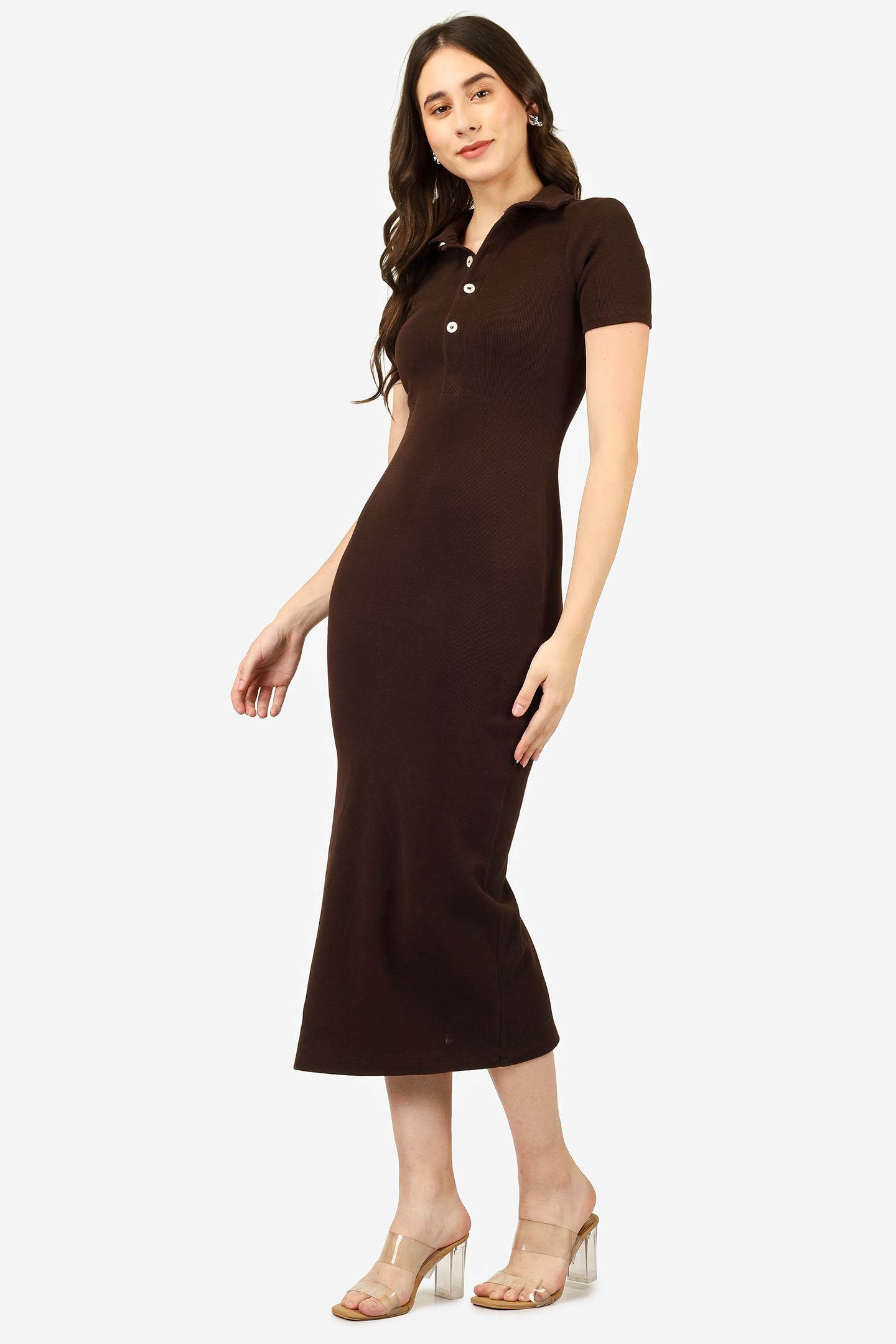BROWN COLLAR DRESS