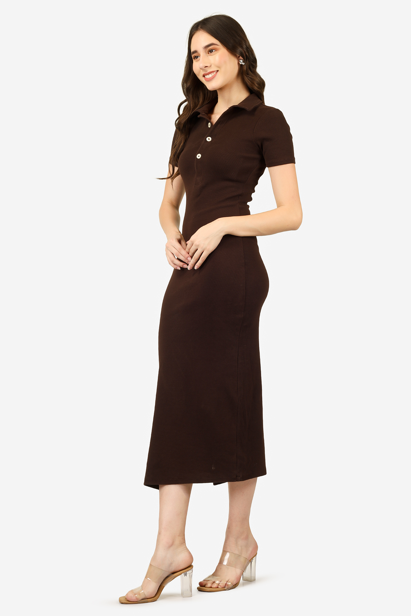 BROWN COLLAR DRESS