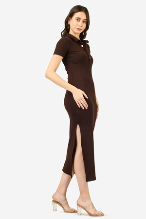 BROWN COLLAR DRESS