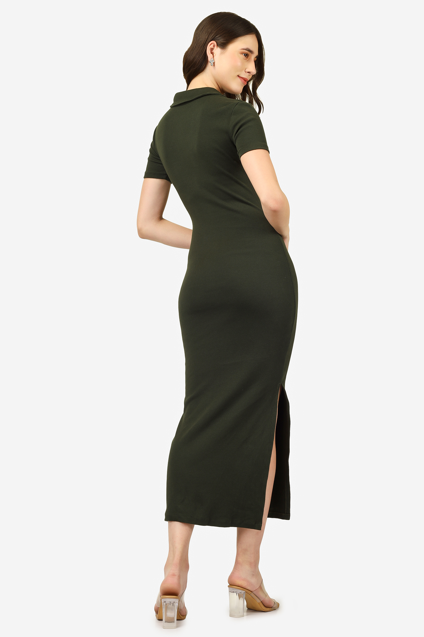 COLLAR BODYCON dress close up polo detail — biowash cotton — BWgrab