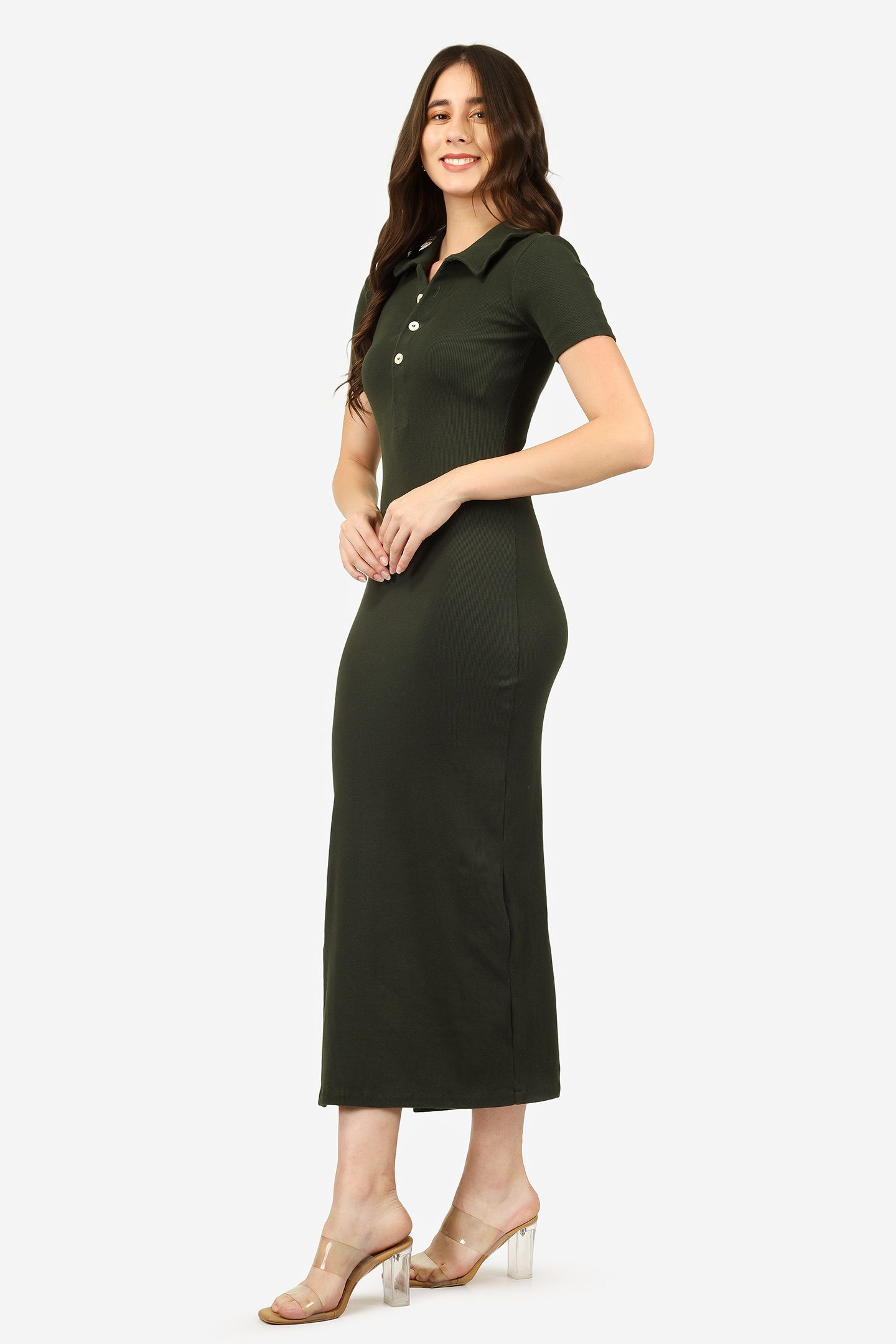 COLLAR BODYCON dress full length — Gen Z fashion India — BWgrab