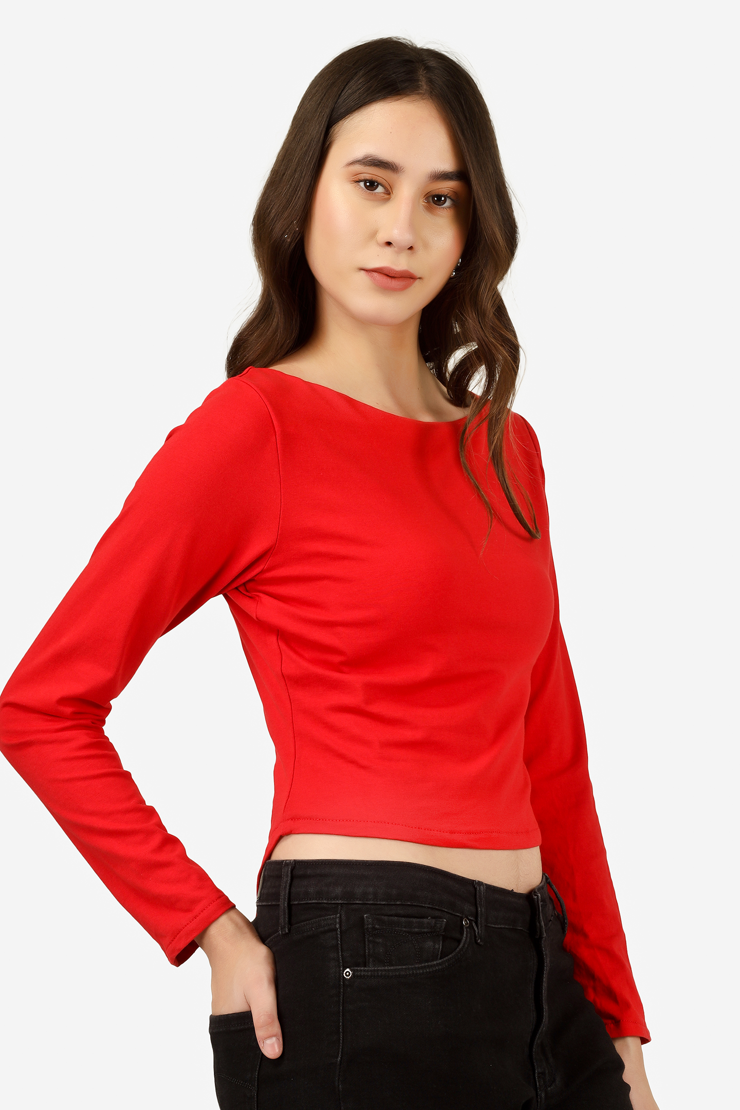 BOAT NECK RED TOP