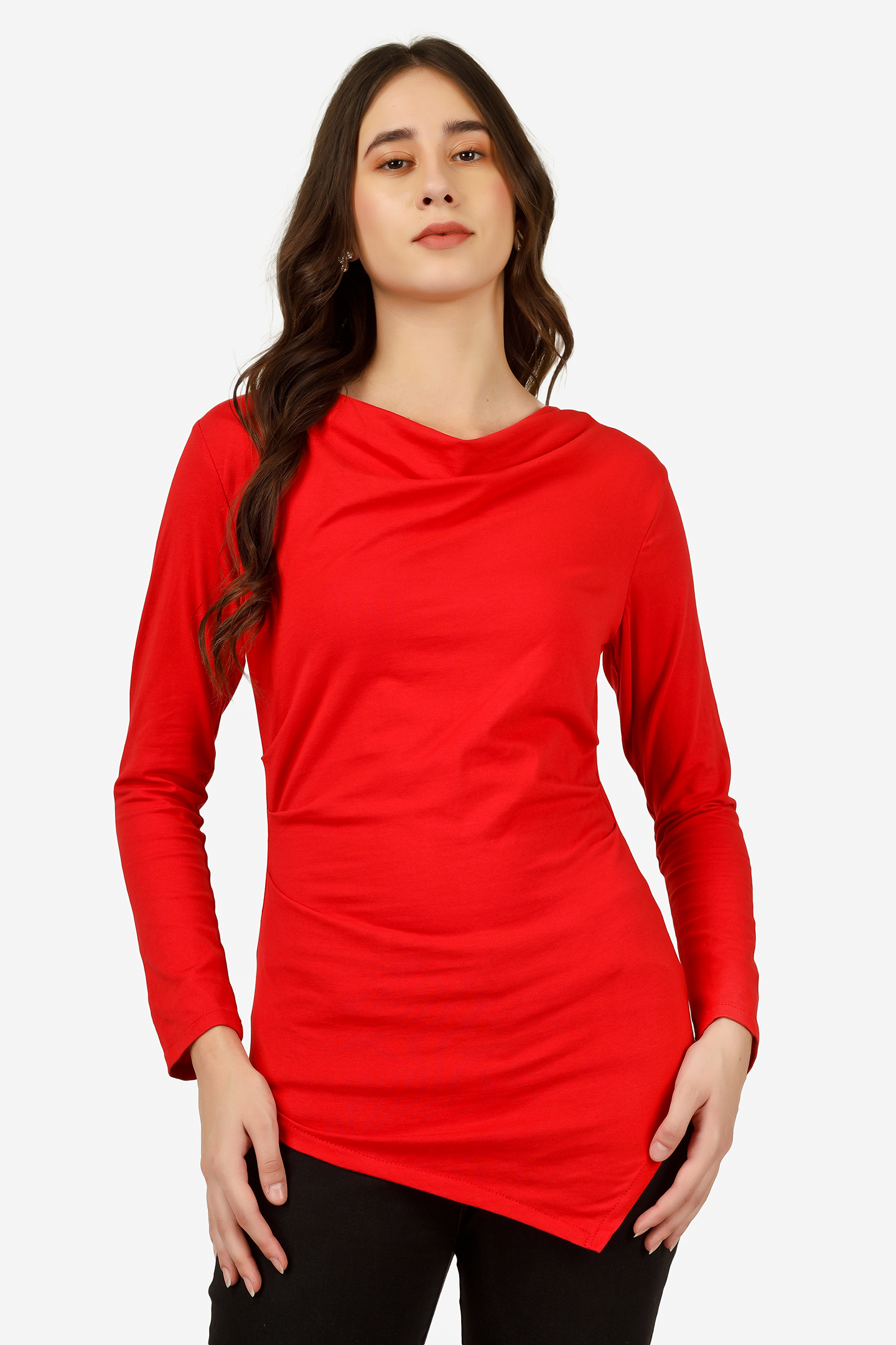 Cowl Neck Red Top