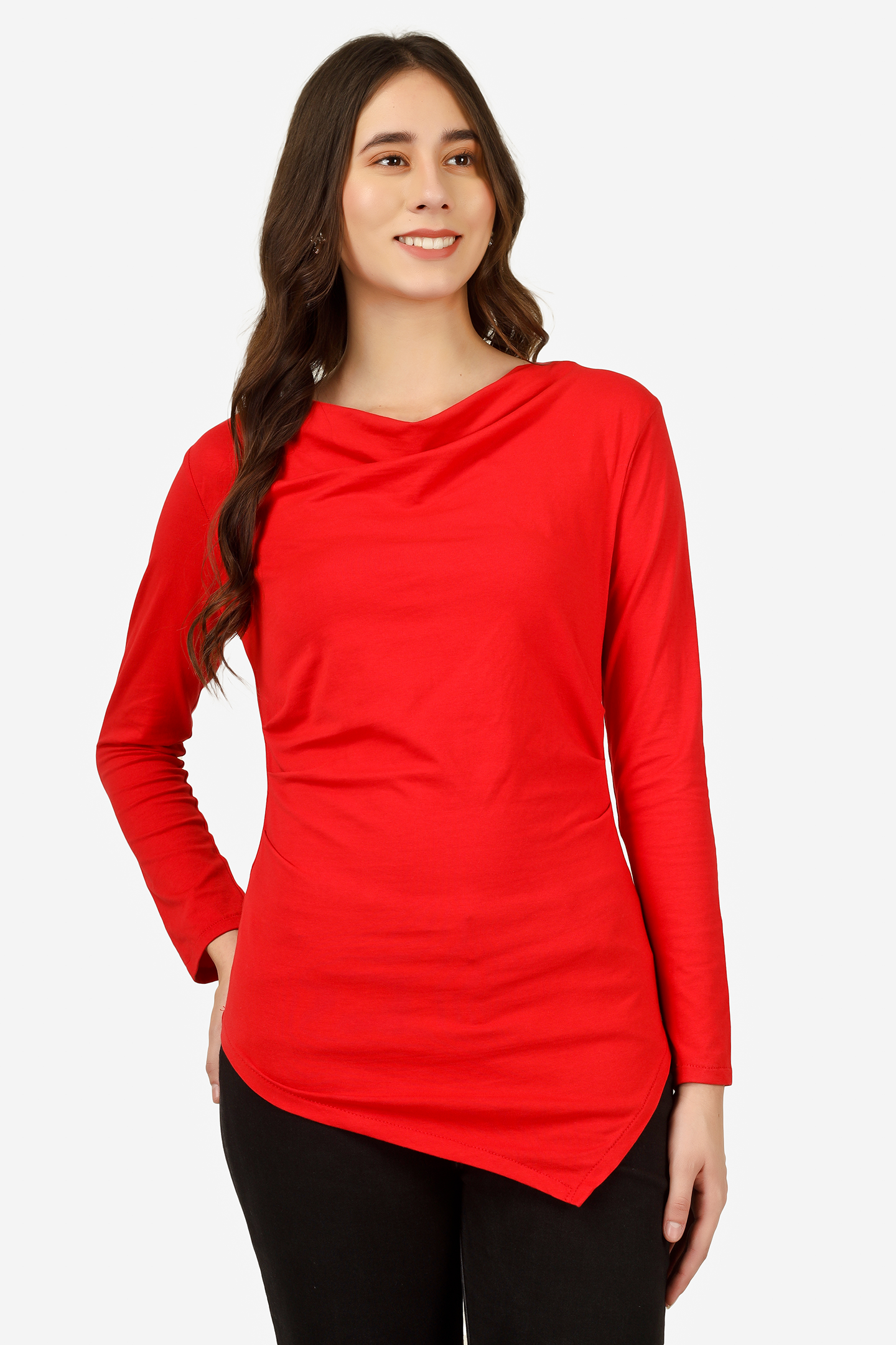 Cowl Neck Red Top