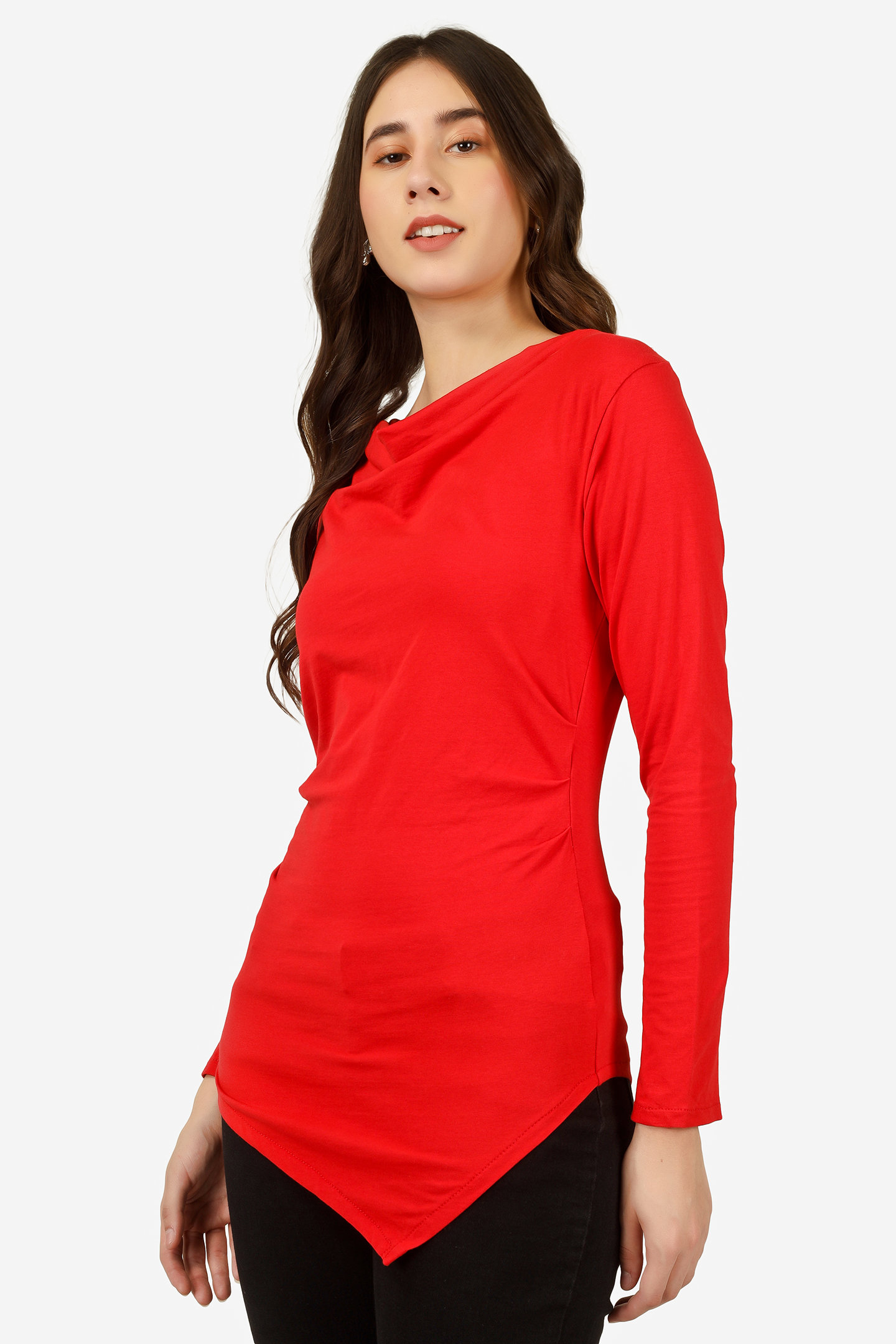 Cowl Neck Red Top