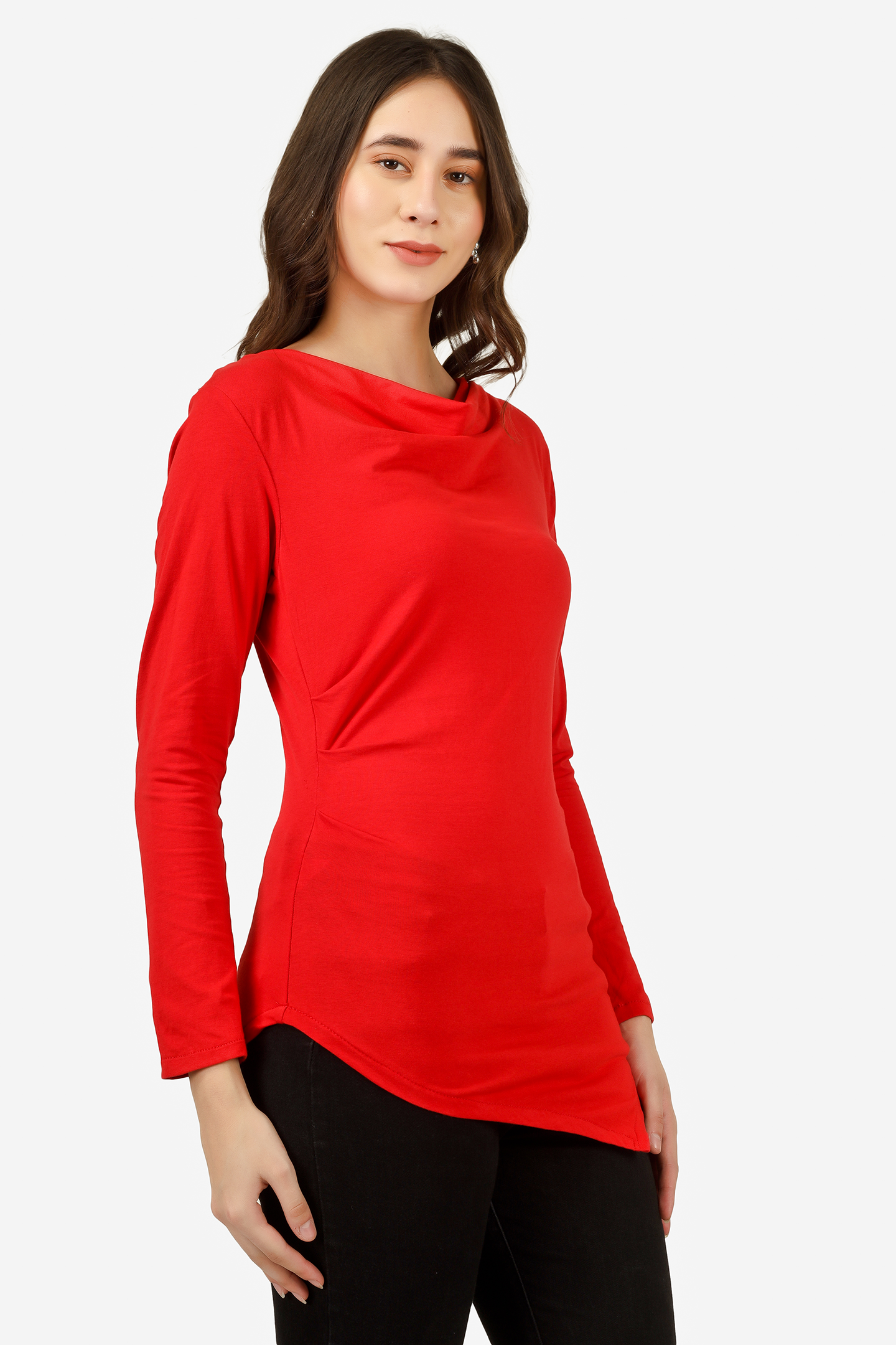 Cowl Neck Red Top