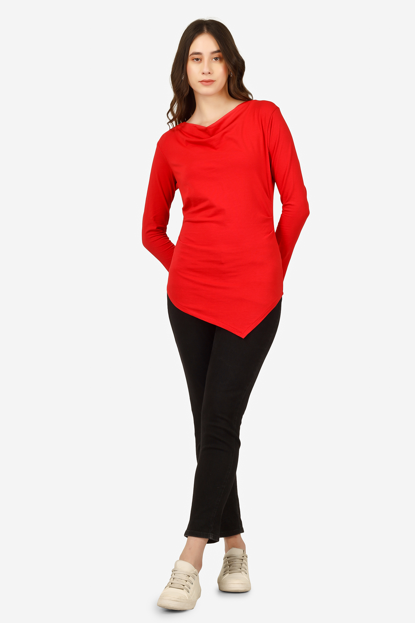 Cowl Neck Red Top