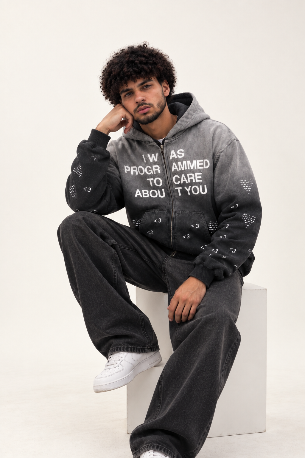 Heart.exe Hoodie - side angle styled shot
